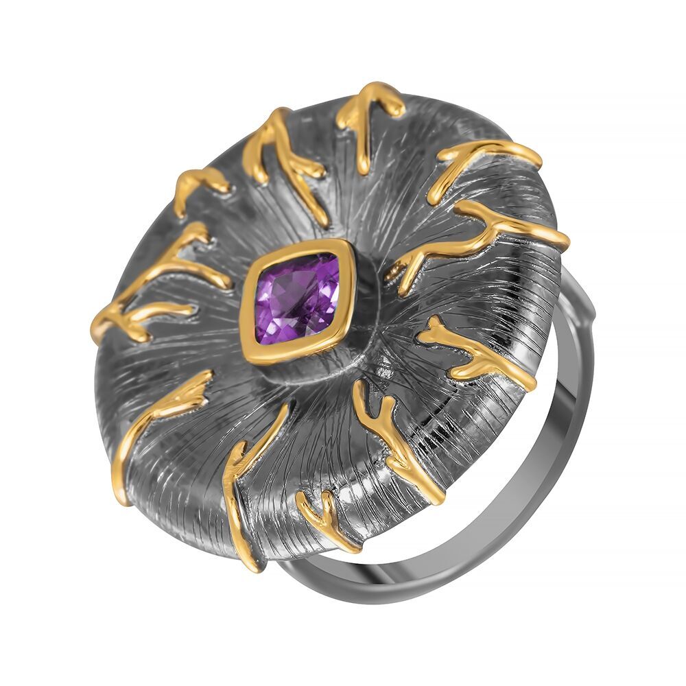 Кольцо из серебра 925 пробы с аметистами (17,5)