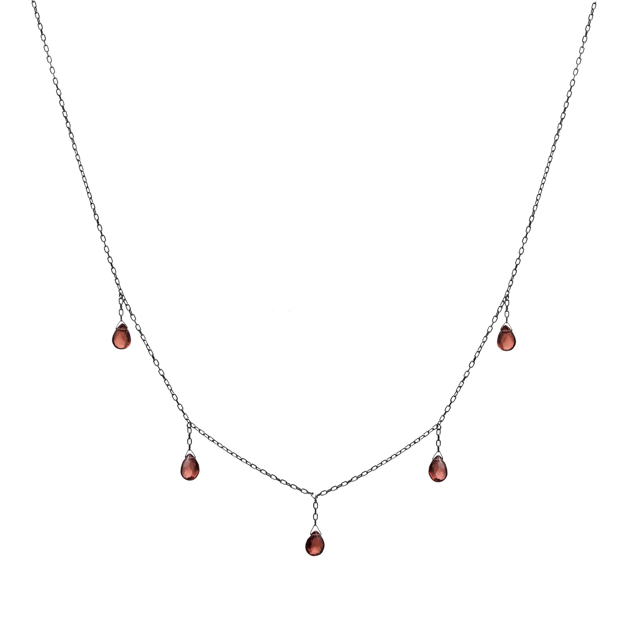 Колье из серебра 925 пробы с гранатами