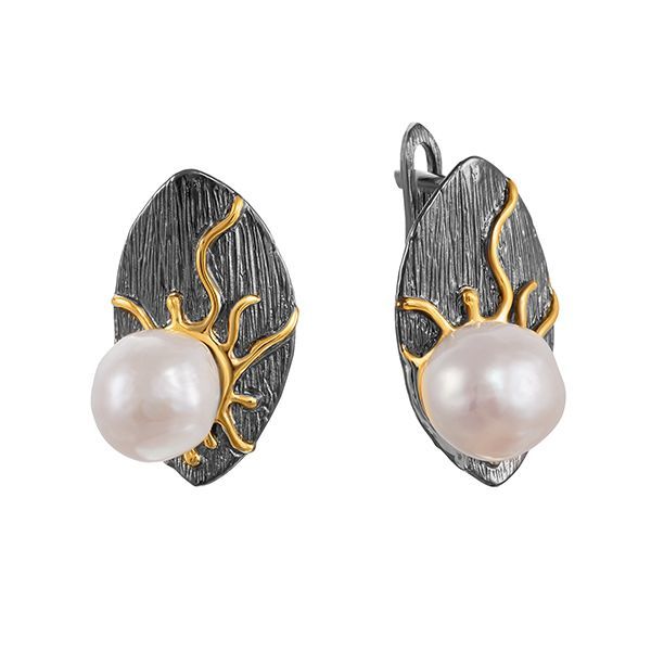 Серьги из серебра 925 пробы с барочным жемчугом