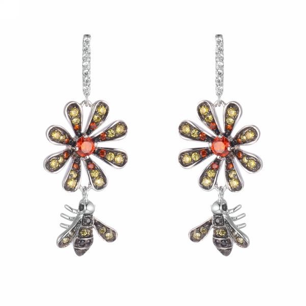 Серьги из серебра 925 пробы с фианитами