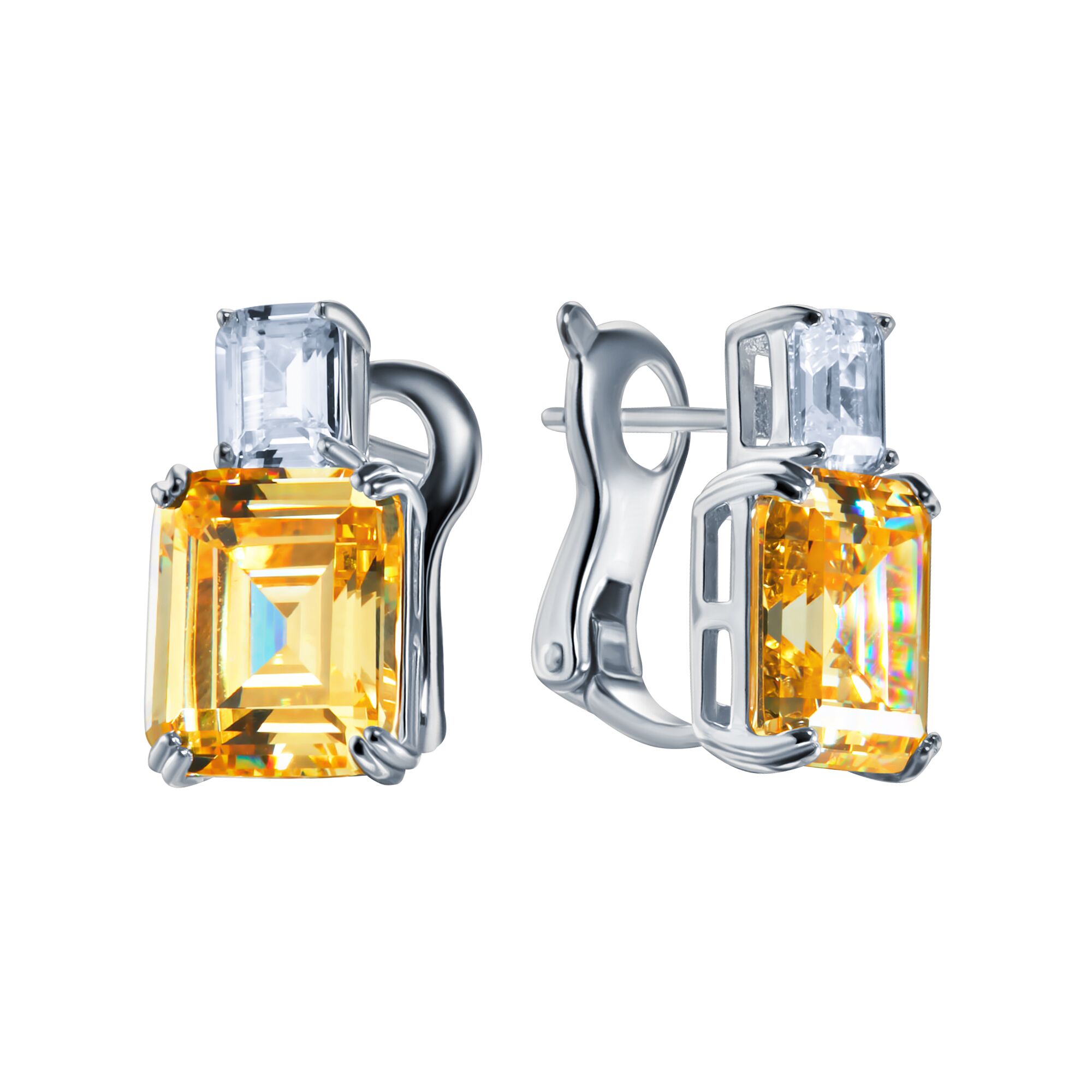 Серьги из серебра 925 пробы с фианитами