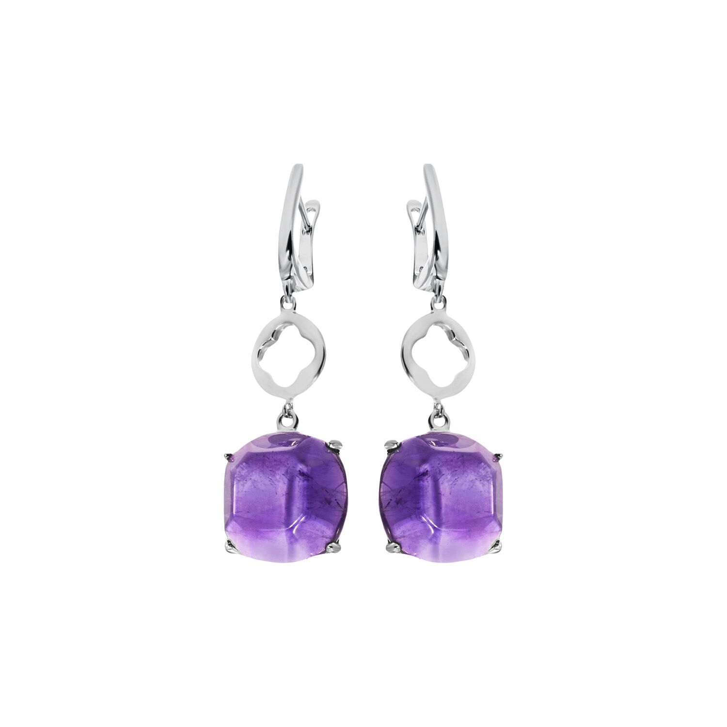 Серьги из серебра 925 пробы с аметистами