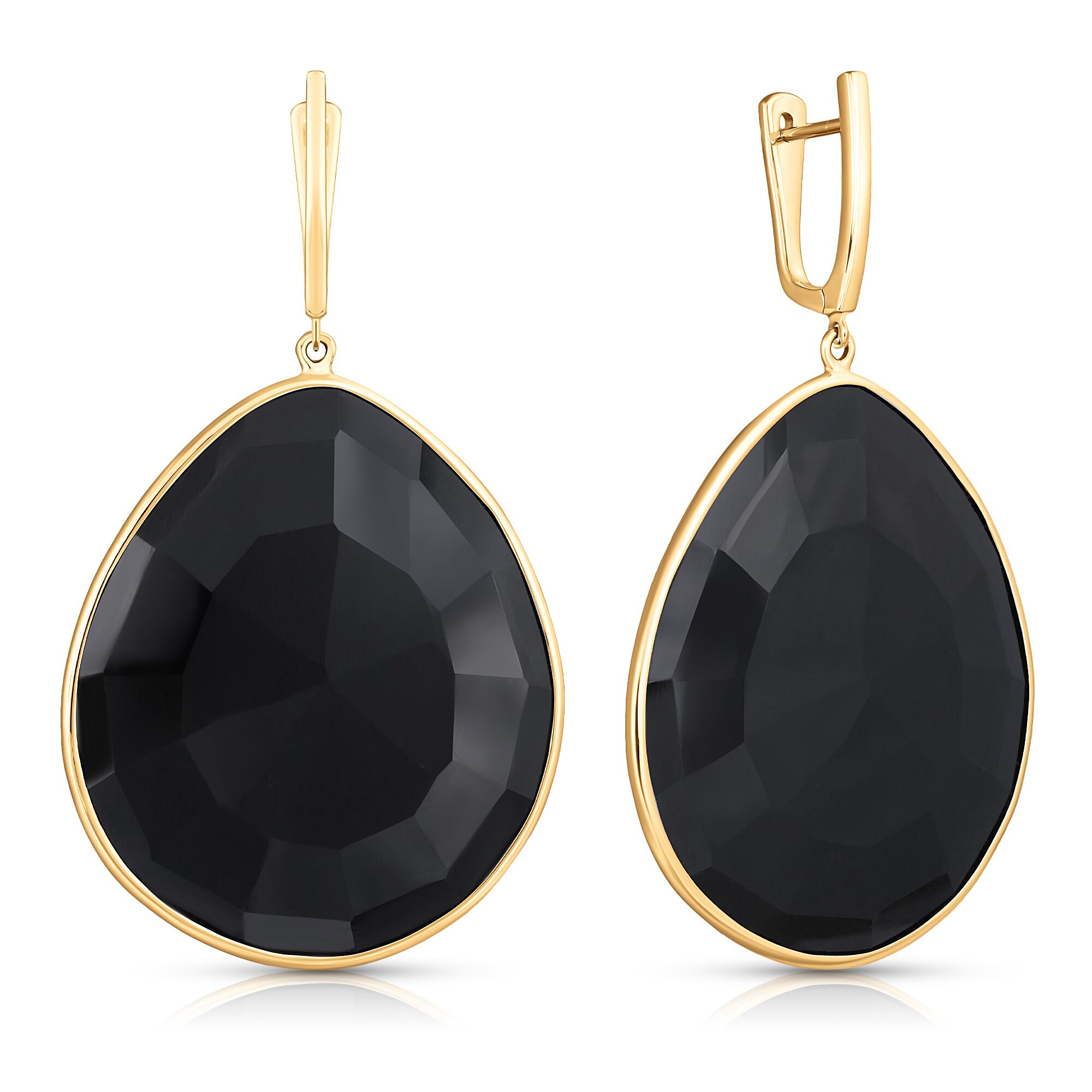 Серьги из золота 585 пробы с ониксом