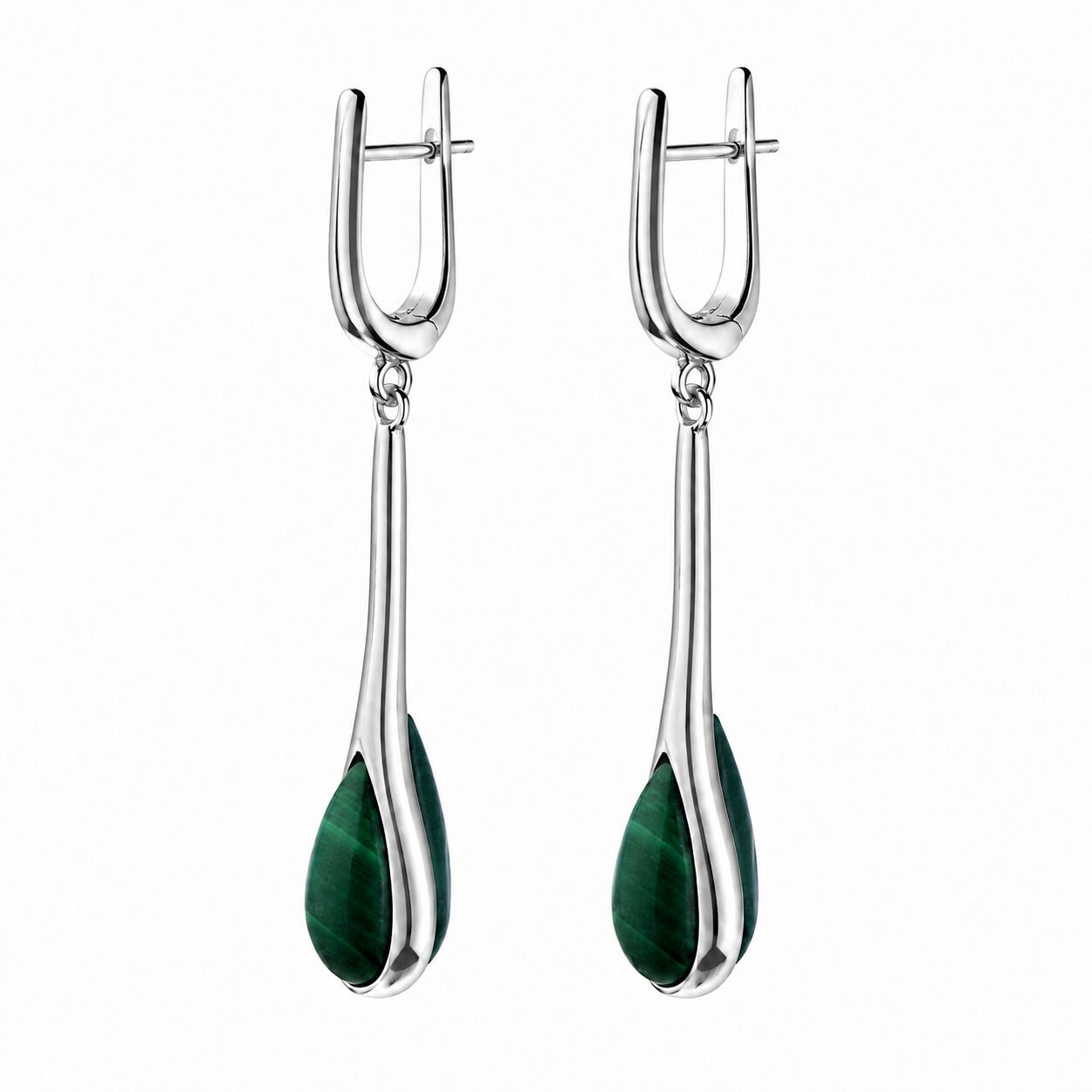 Серьги из серебра 925 пробы с малахитами и ониксом