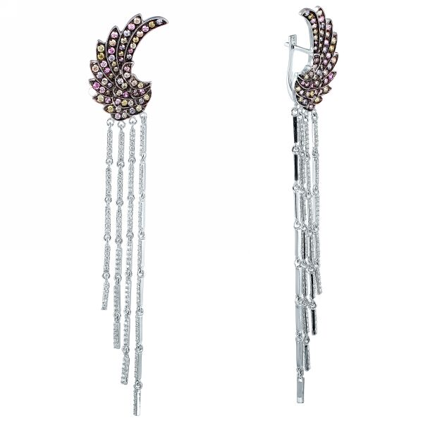Серьги из серебра 925 пробы с фианитами