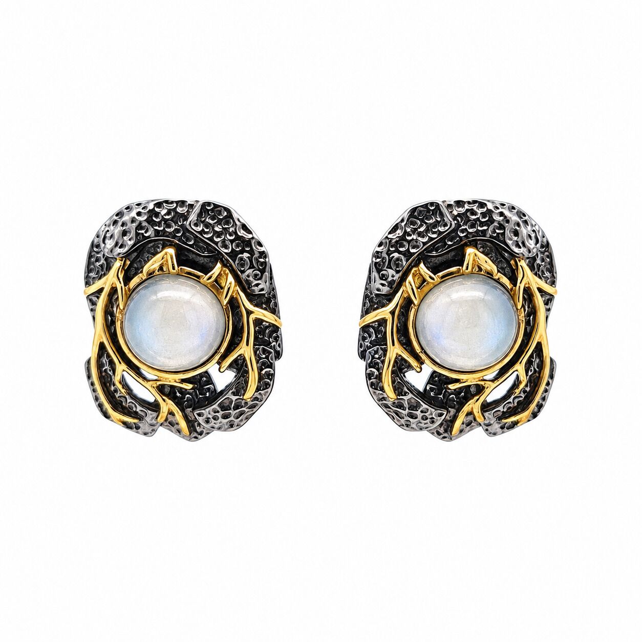 Серьги из серебра 925 пробы с лунным камнем (адулярами)