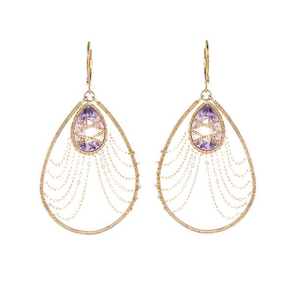 Серьги из серебра 925 пробы с аметистами