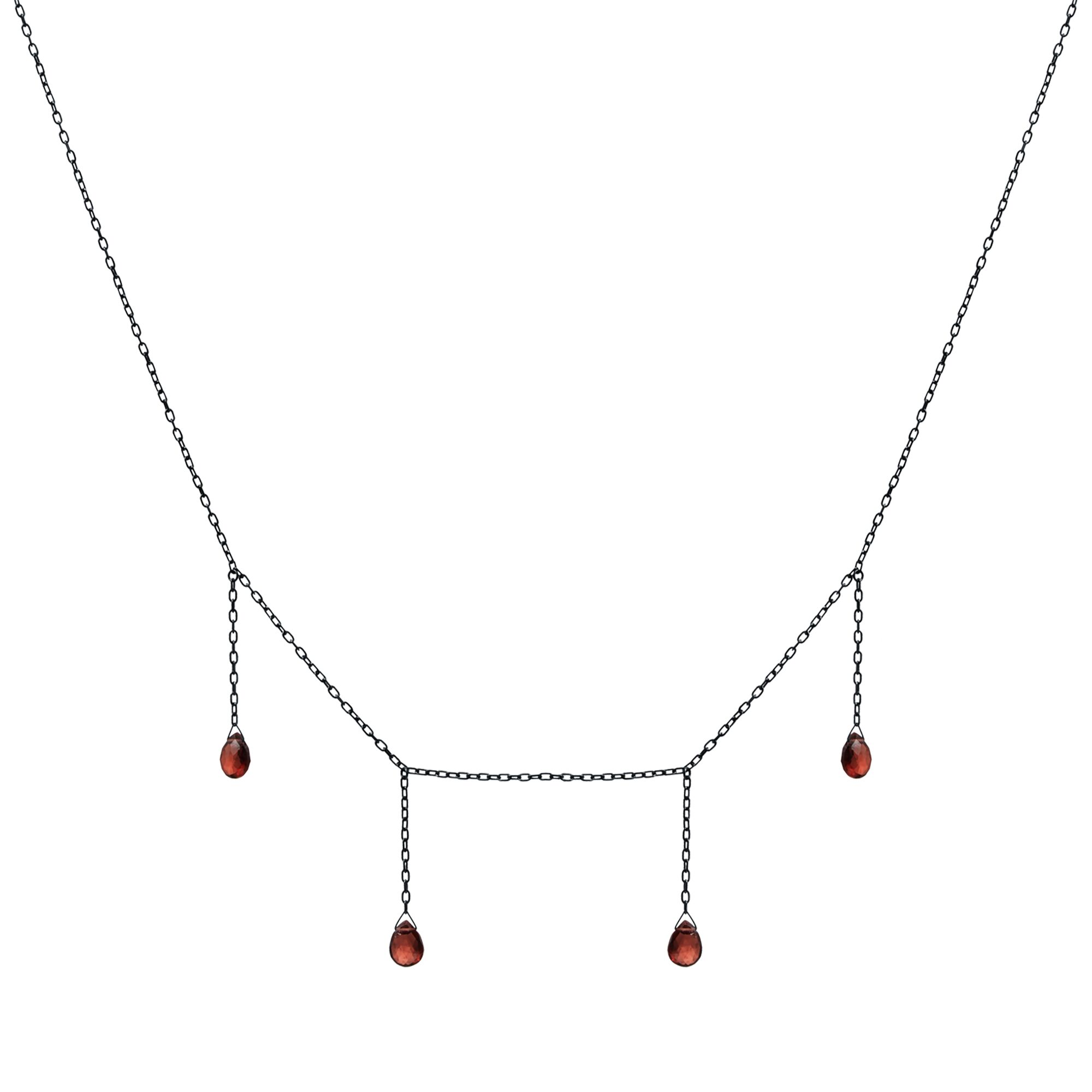 Колье из серебра 925 пробы с гранатами (40)
