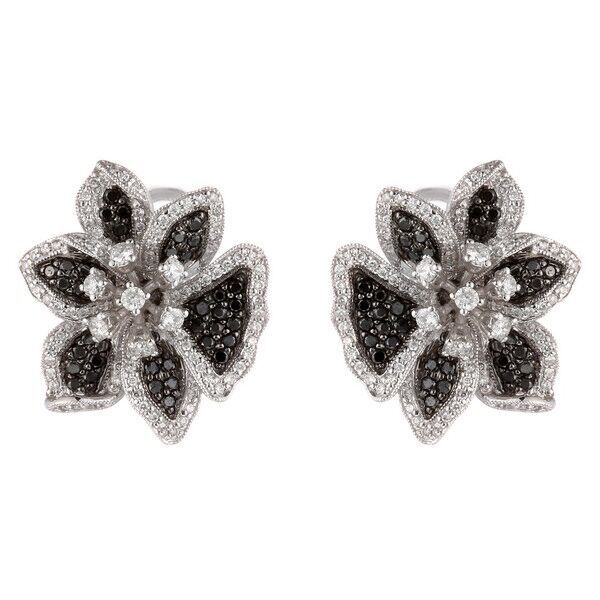 Серьги из белого золота 750 пробы с бриллиантами облагороженными