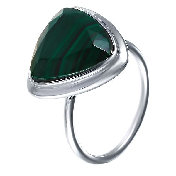 Кольцо из серебра 925 пробы с малахитами (18,5)
