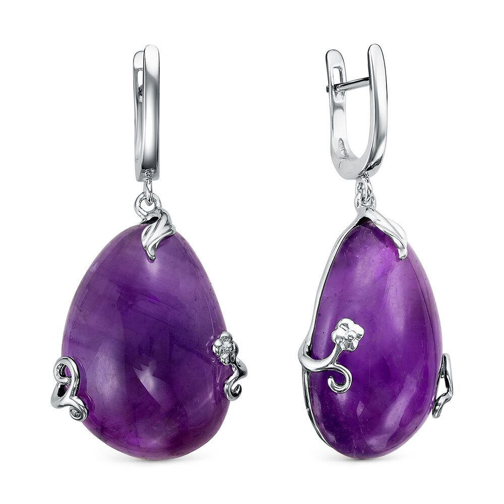 Серьги из серебра 925 пробы с аметистами