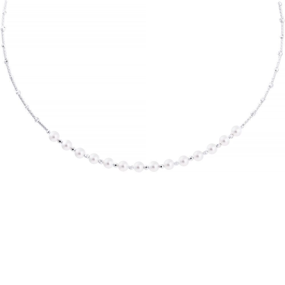 Колье из серебра 925 пробы с жемчугом майорика (40) код. 76926: купить ...