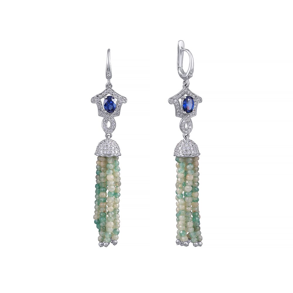 Серьги из серебра 925 пробы с агатом и фианитами