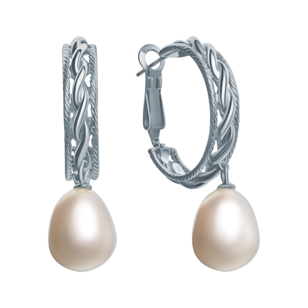 Серьги из серебра 925 пробы с культивированным жемчугом