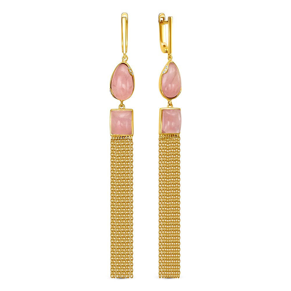 Серьги из серебра 925 пробы с кварцем и фианитами