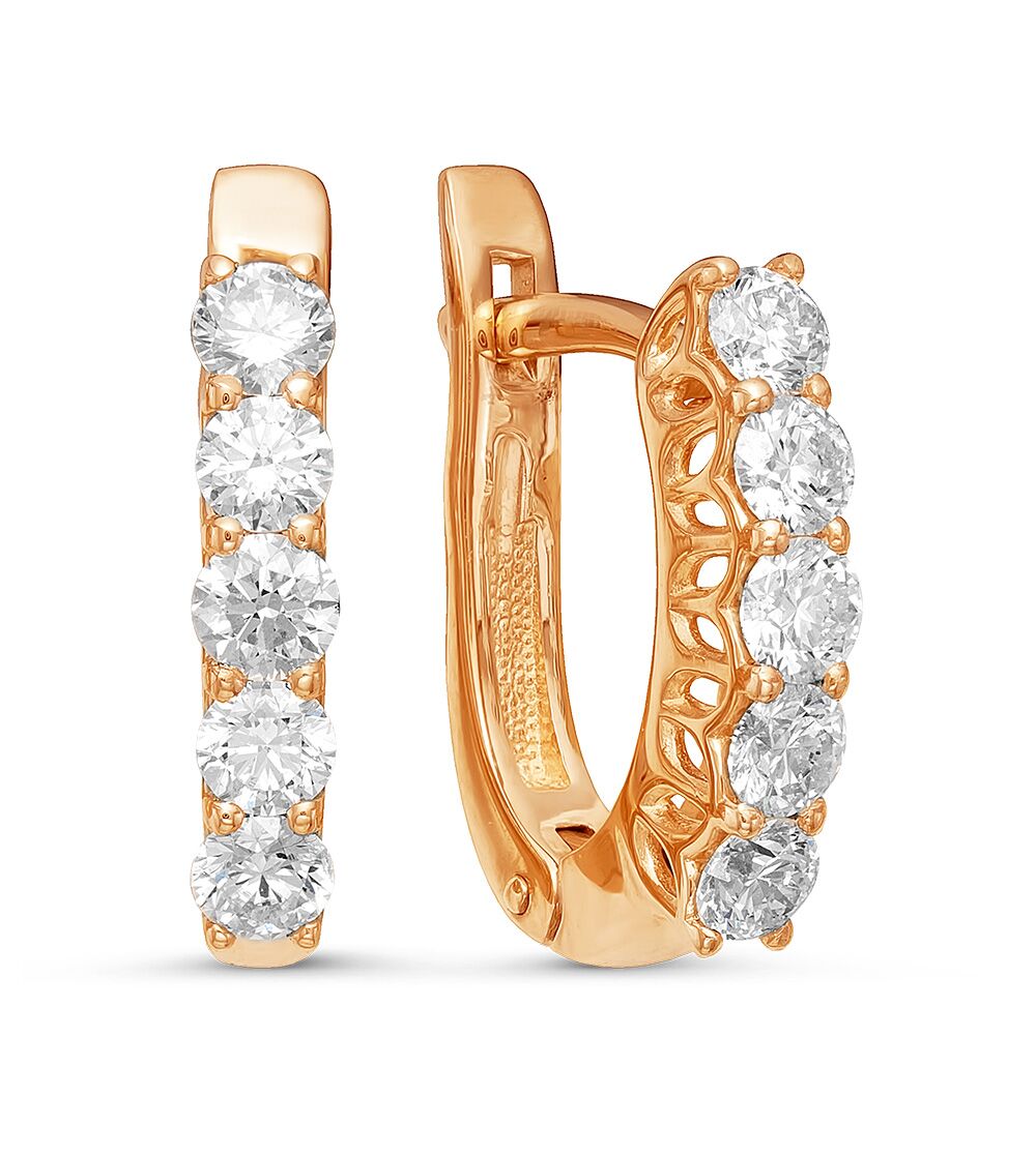 Серьги из розового золота 585 пробы с бриллиантами