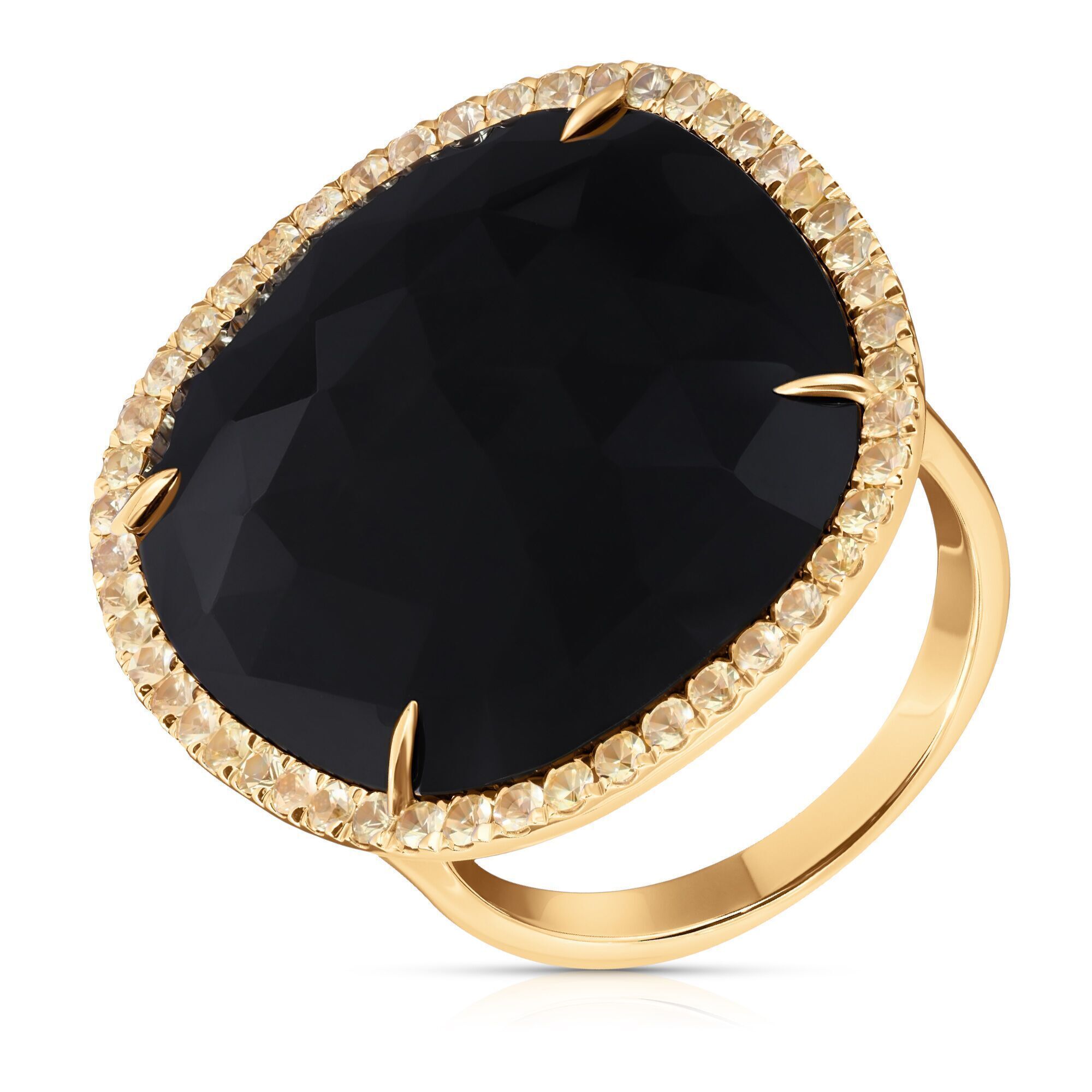 Кольцо из золота 585 пробы с ониксом и сапфирами (17)