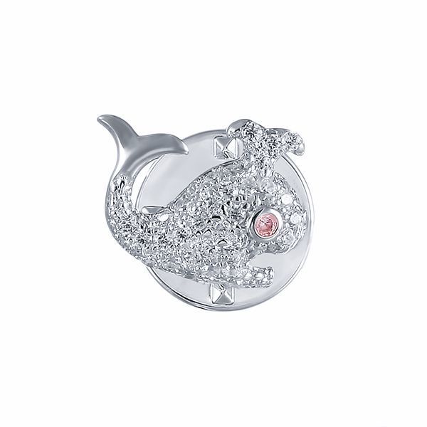 Брошь из серебра 925 пробы с фианитами