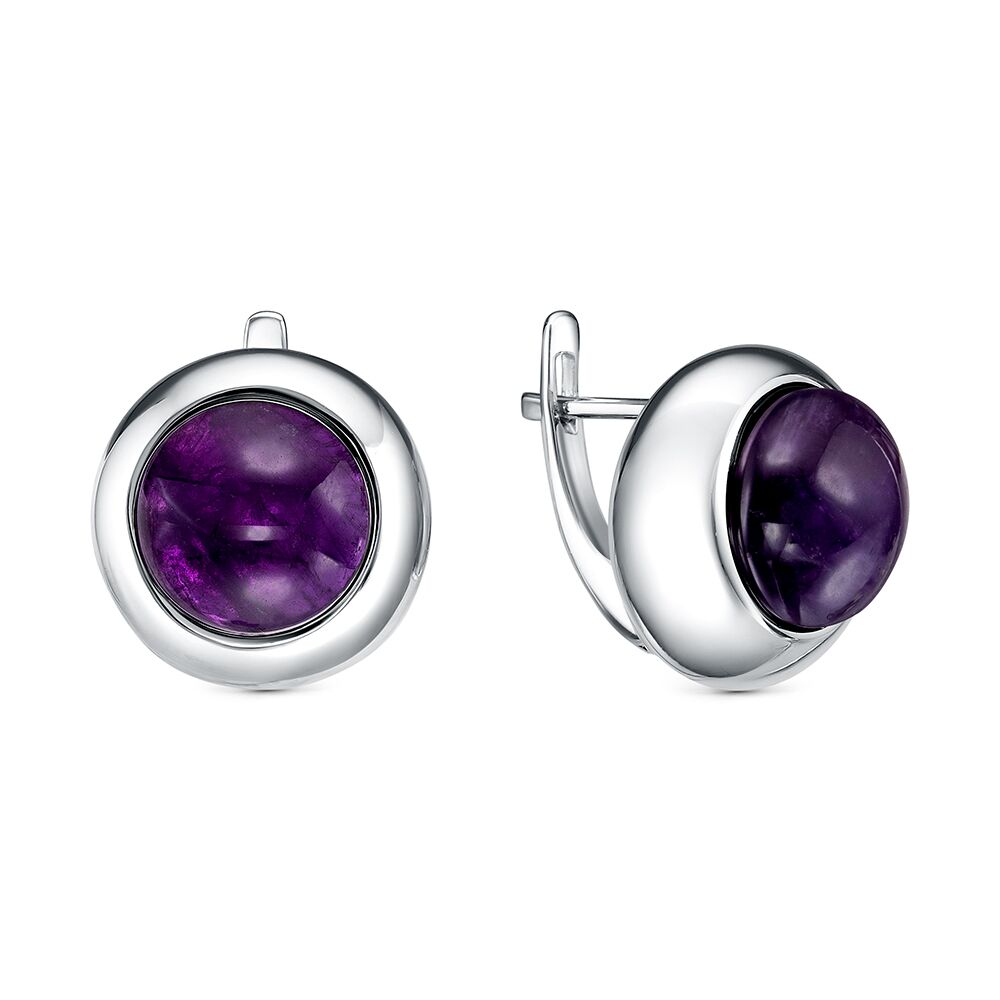 Серьги из серебра 925 пробы с аметистами