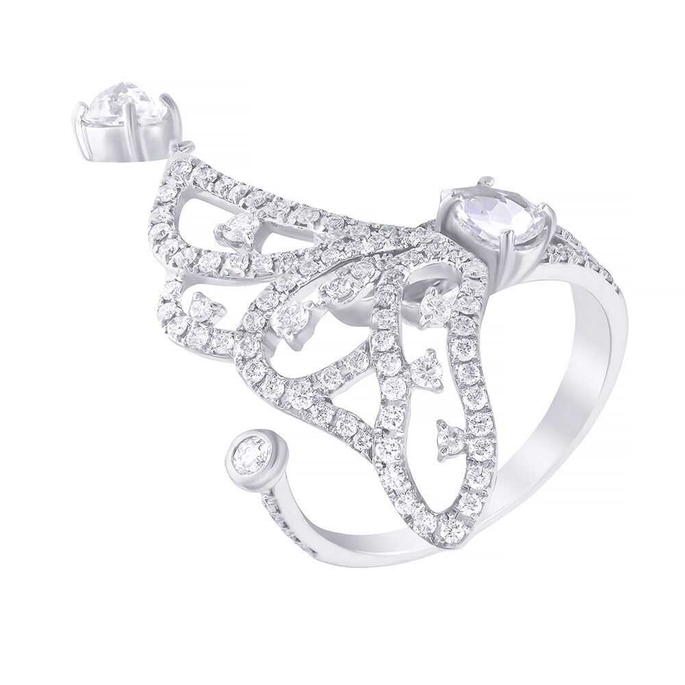 Кольцо из белого золота 585 пробы с сапфирами и бриллиантами (16,75)