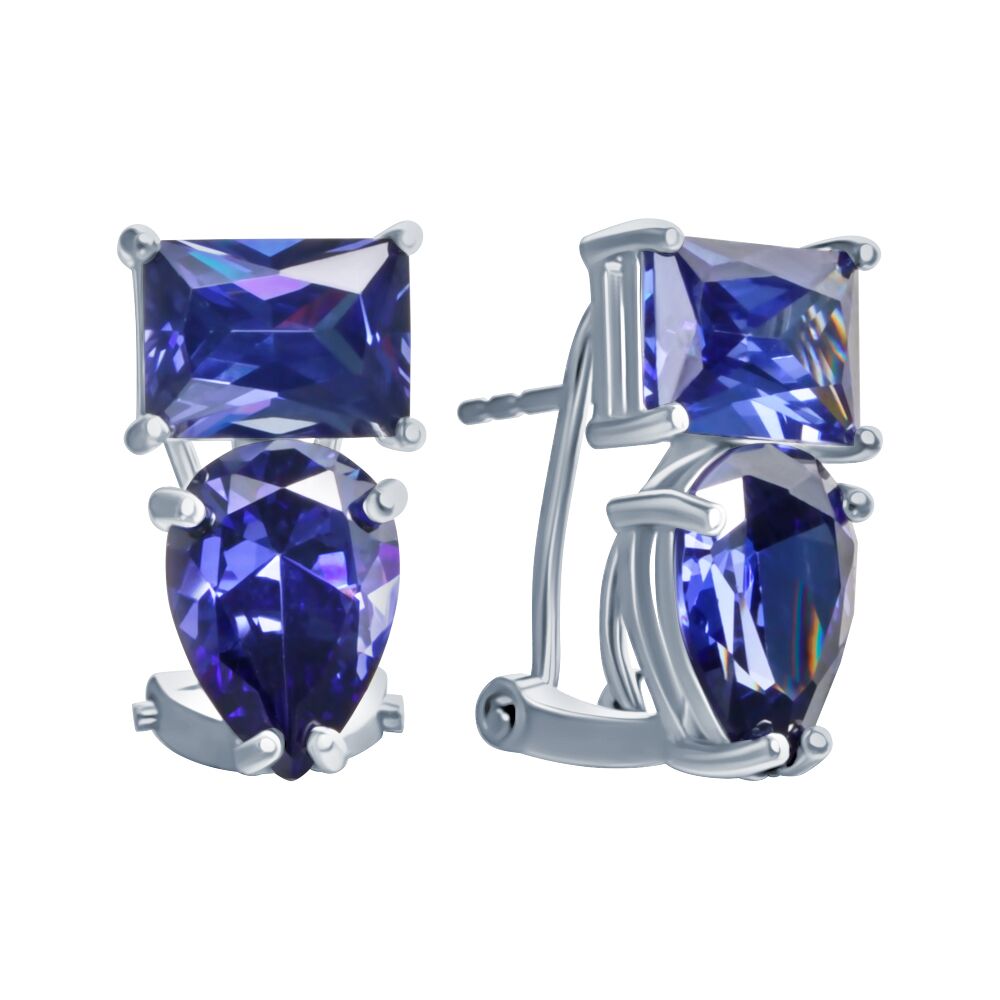 Серьги из серебра 925 пробы с фианитами