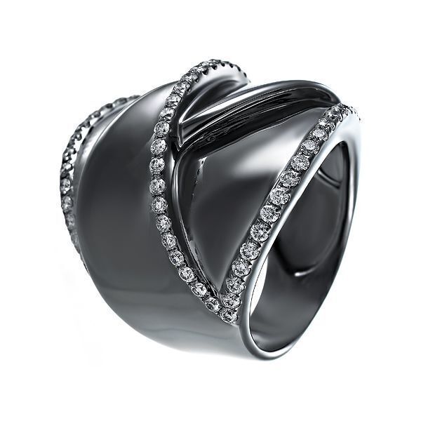 Кольцо из черного золота 750 пробы с бриллиантами