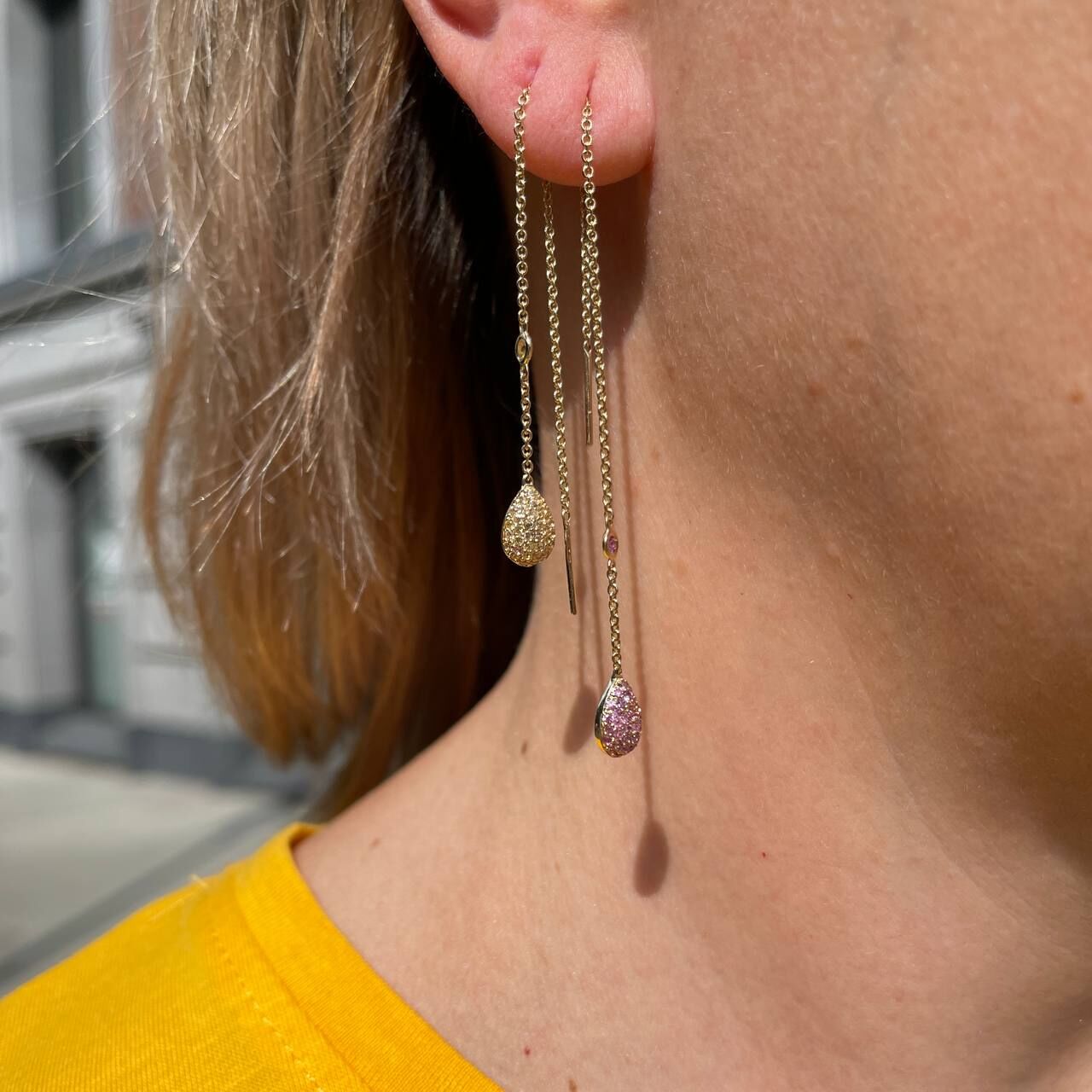 Серьги из золота 585 пробы с сапфирами