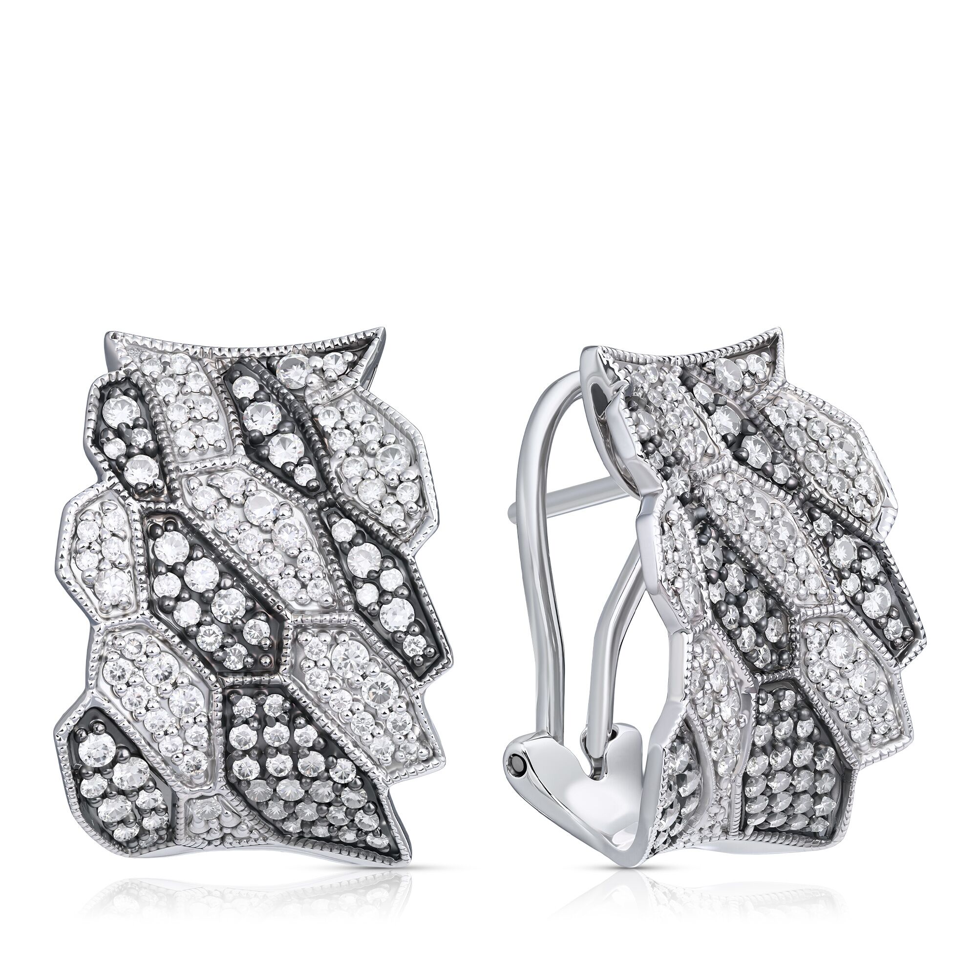 Серьги из белого золота 585 пробы с бриллиантами