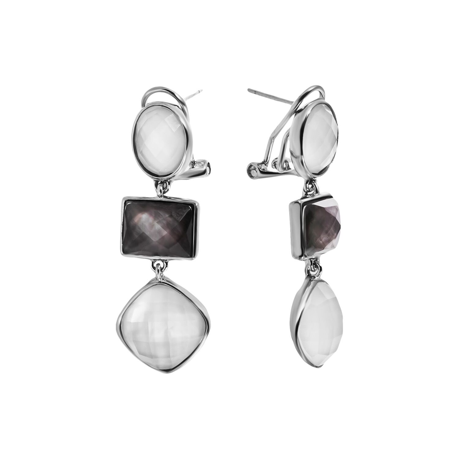 Серьги из серебра 925 пробы с дублет стекло /перл