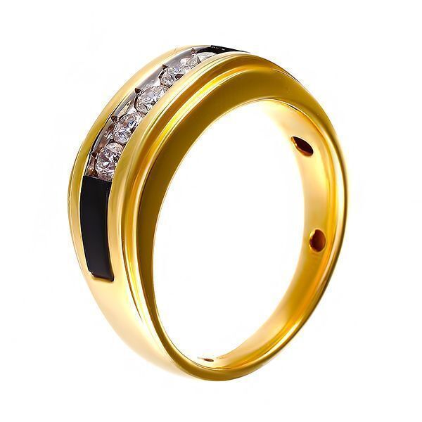 Кольцо из золота 585 пробы с ониксом и бриллиантами (20)