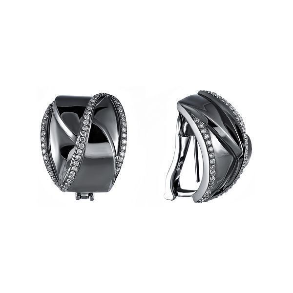 Серьги из черного золота 750 пробы с бриллиантами