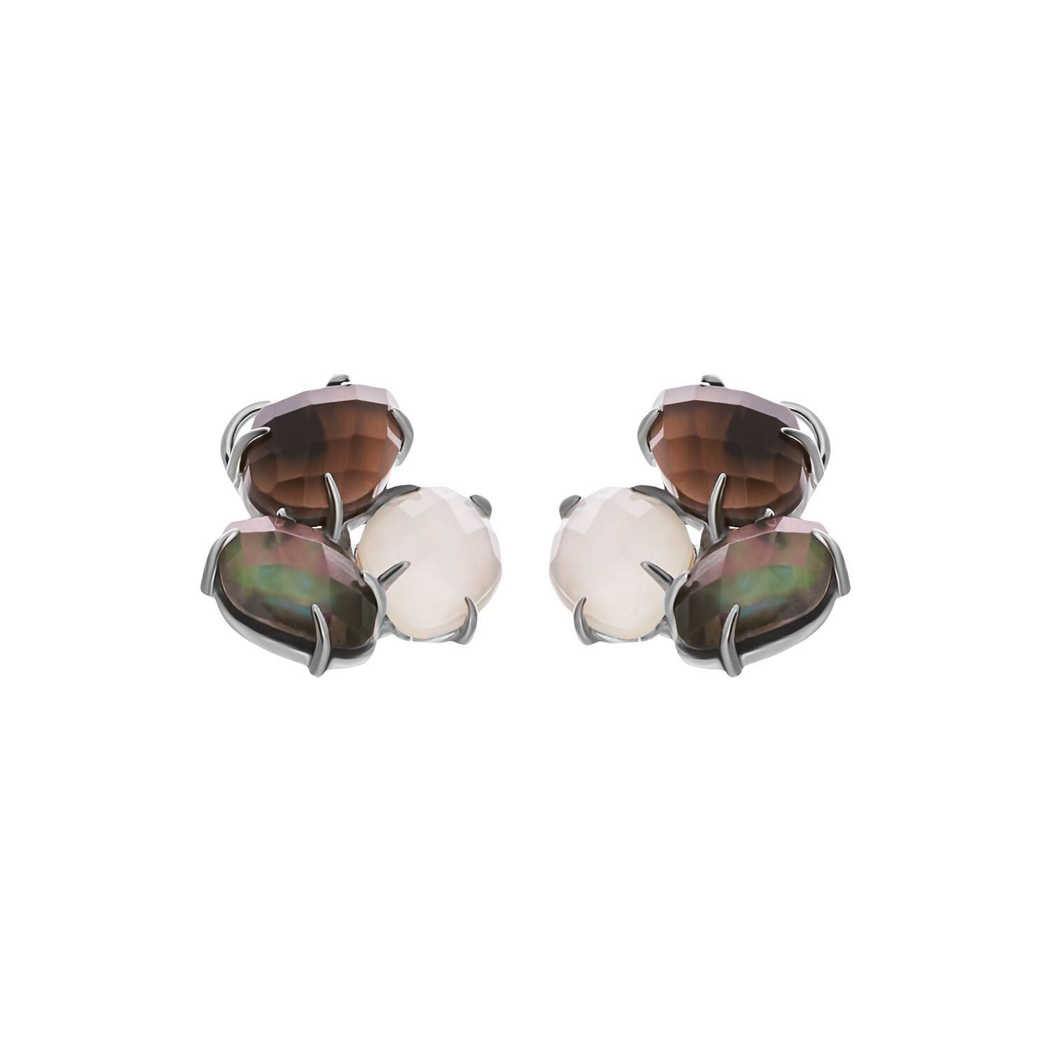 Серьги из серебра 925 пробы с дублет стекло /перл и раухтопазами