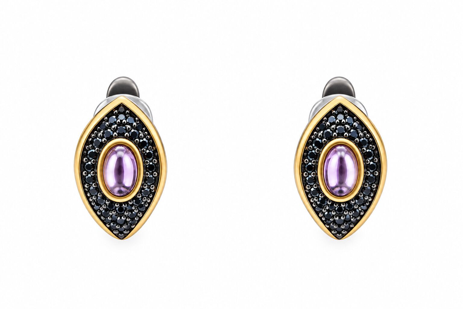 Серьги из серебра 925 пробы с аметистами и шпинелью