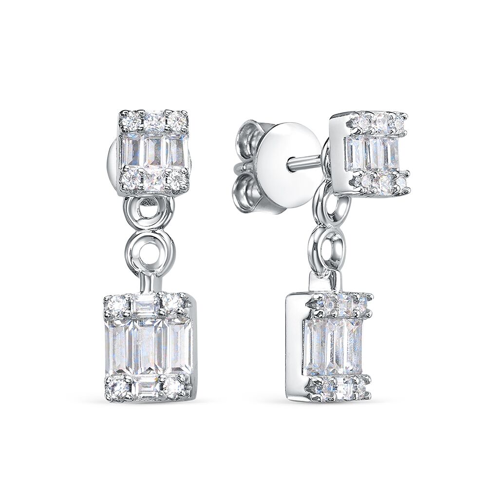 Серьги из серебра 925 пробы с фианитами