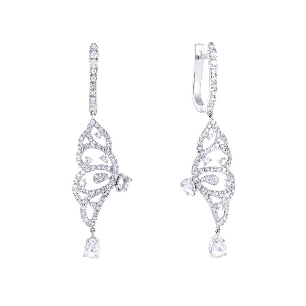 Серьги из белого золота 585 пробы с бриллиантами и сапфирами