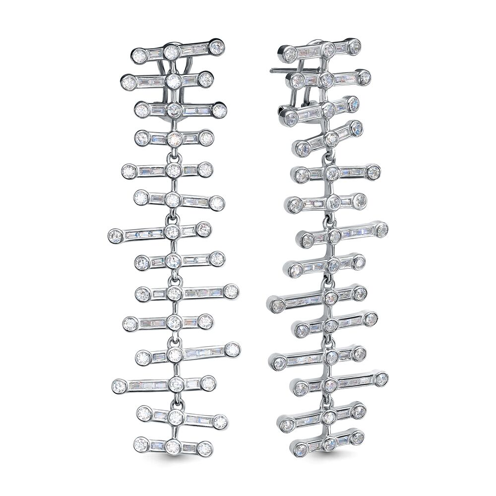 Серьги из серебра 925 пробы с фианитами