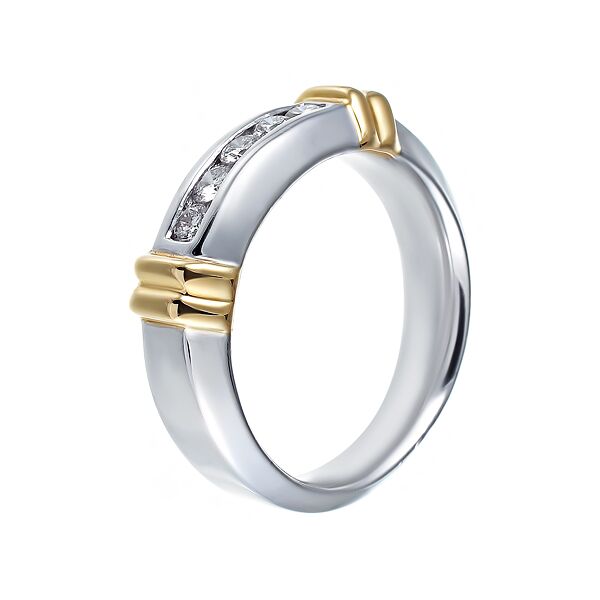 Кольцо из белого золота 585 пробы и золота 585 пробы с бриллиантами (19,5)