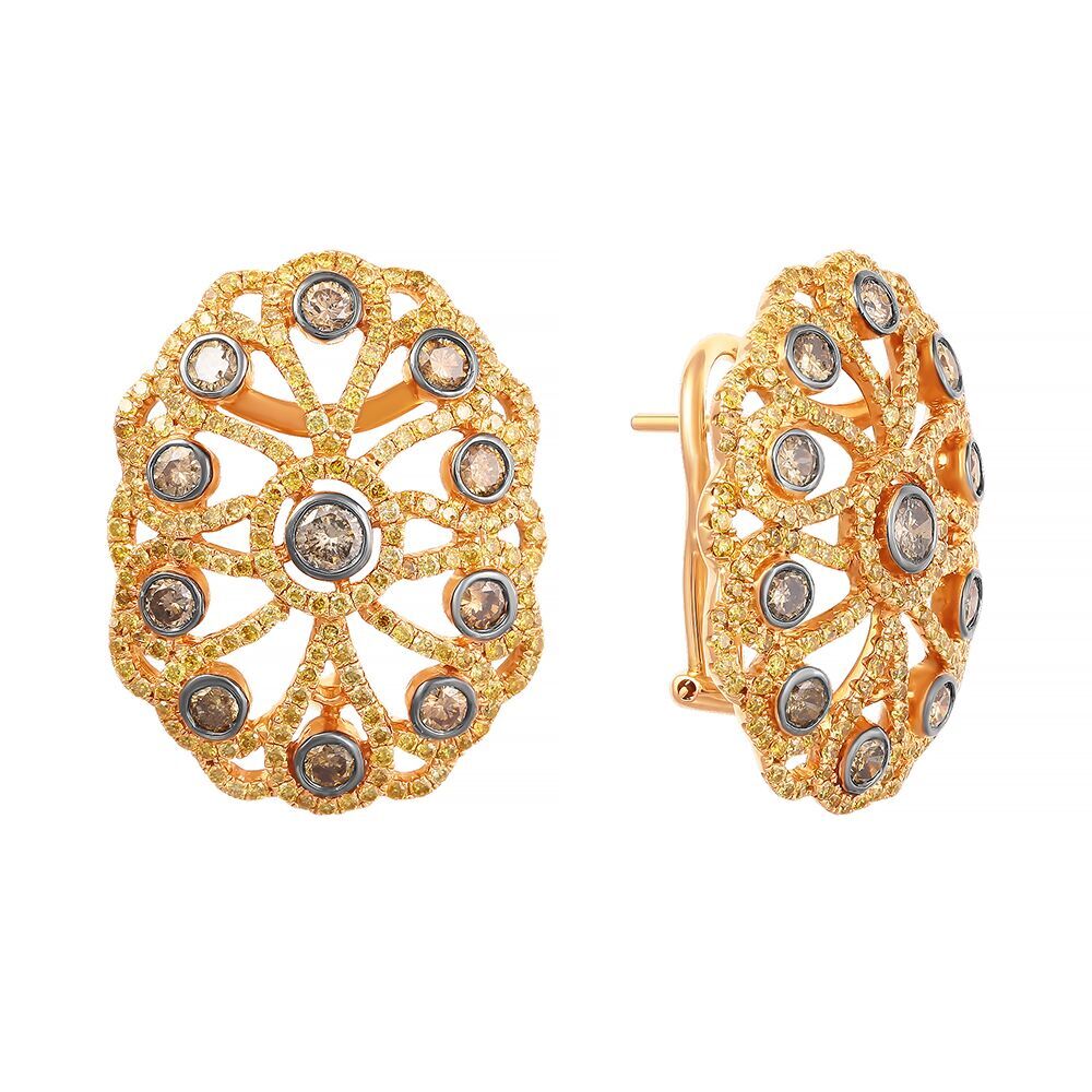 Серьги из розового золота 750 пробы с бриллиантами