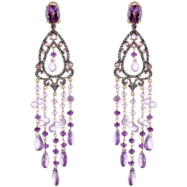 Серьги из серебра 925 пробы с аметистами и фианитами