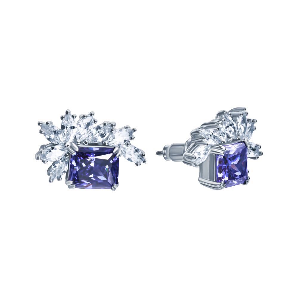 Серьги из серебра 925 пробы с фианитами