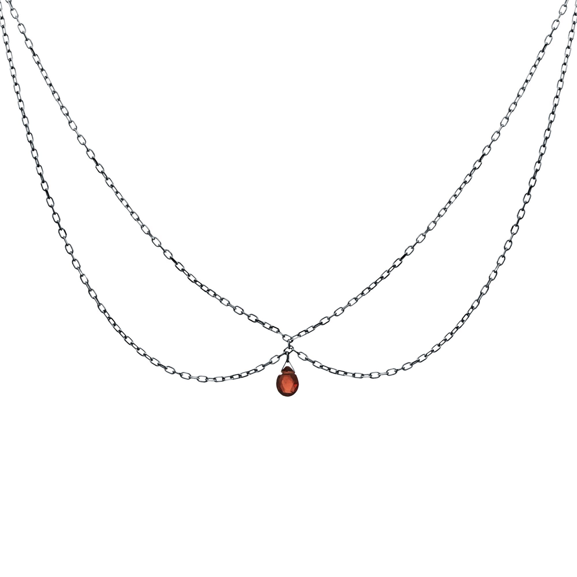 Колье из серебра 925 пробы с гранатами