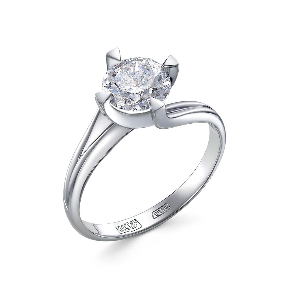 Кольцо из белого золота 585 пробы с бриллиантом