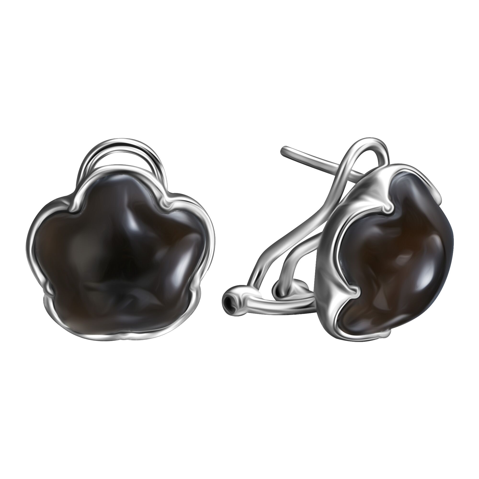 Серьги из серебра 925 пробы с раухтопазами