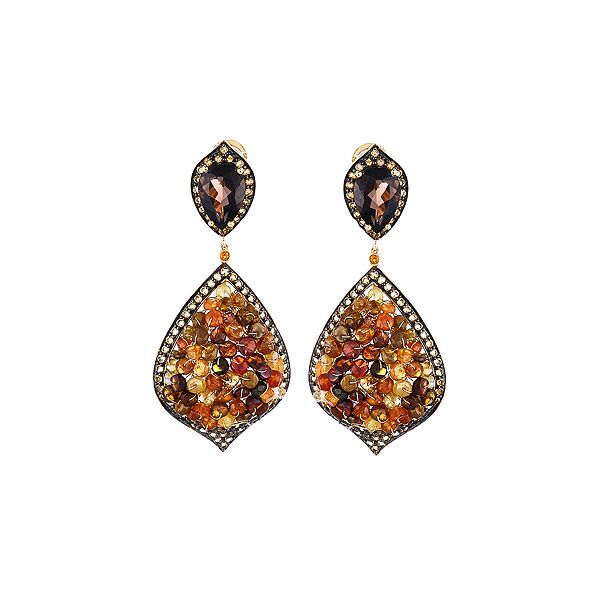 Серьги из серебра 925 пробы с цветными полудрагоценными камнями