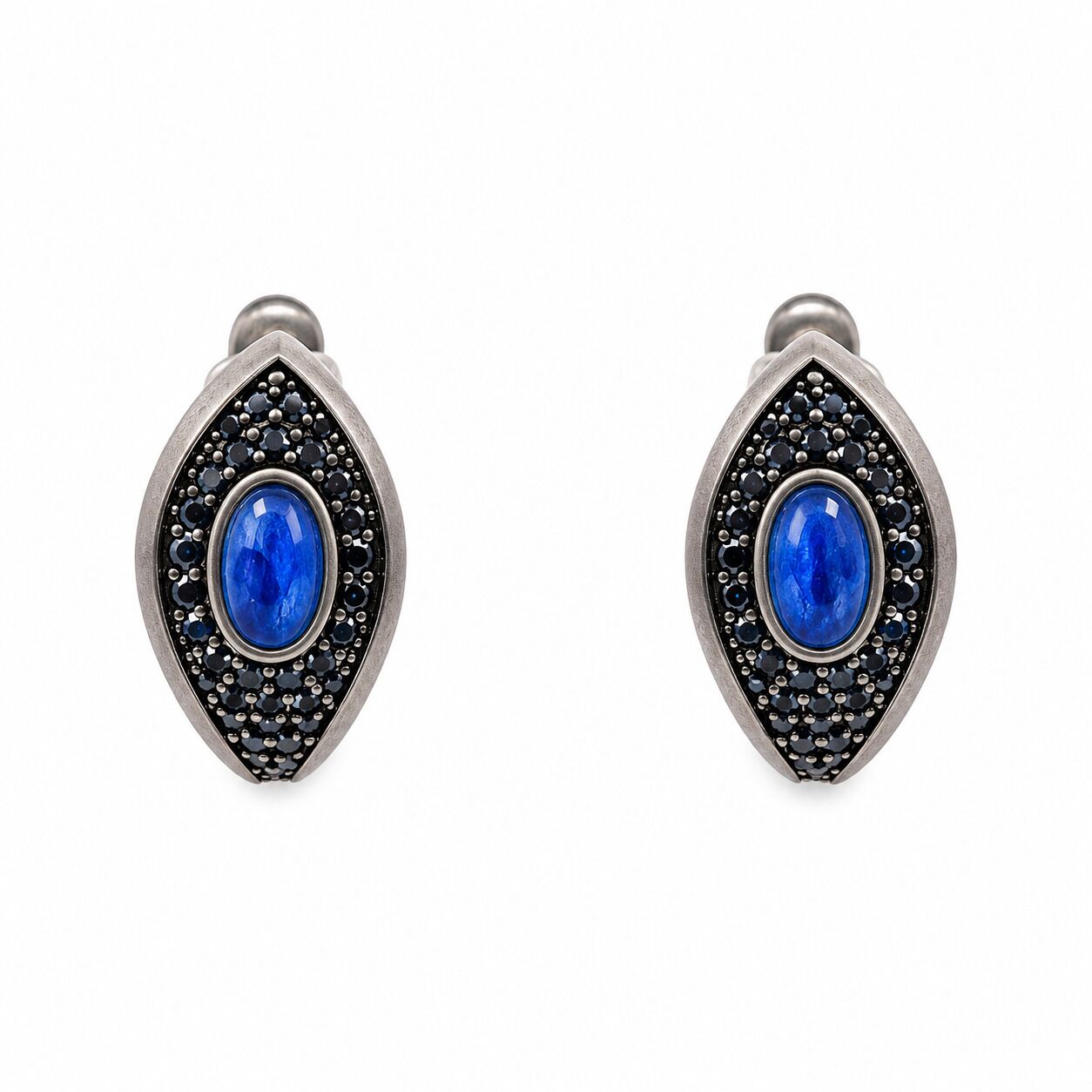 Серьги из серебра 925 пробы с кианитами и шпинелью