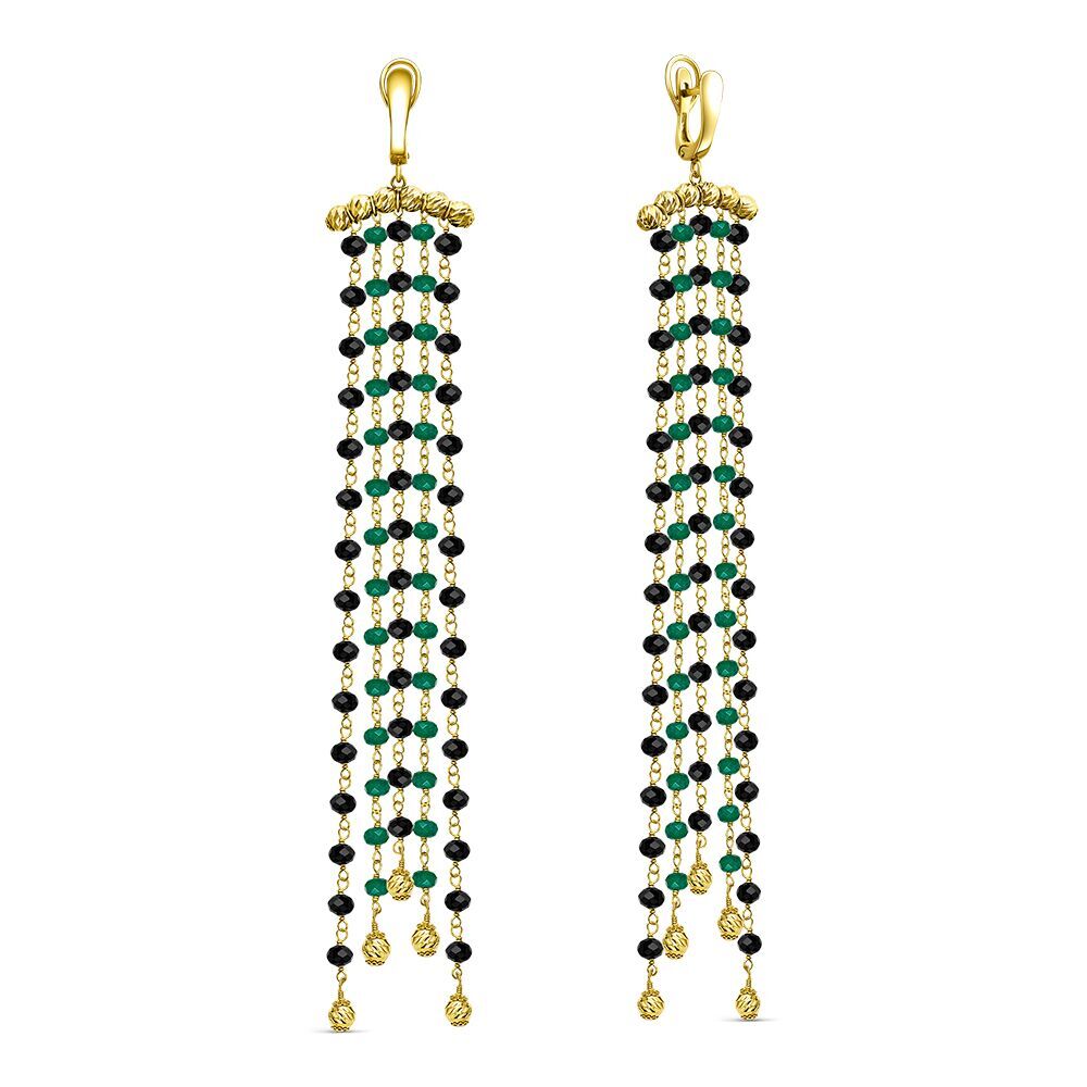 Серьги из серебра 925 пробы с агатом и шпинелью