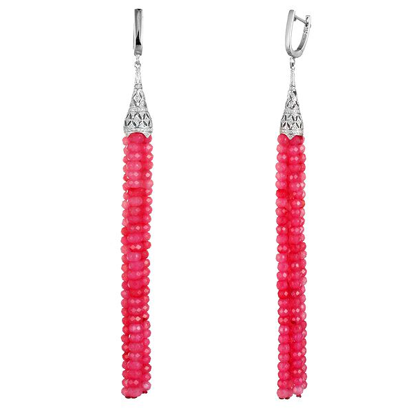 Серьги из серебра 925 пробы с агатом и фианитами