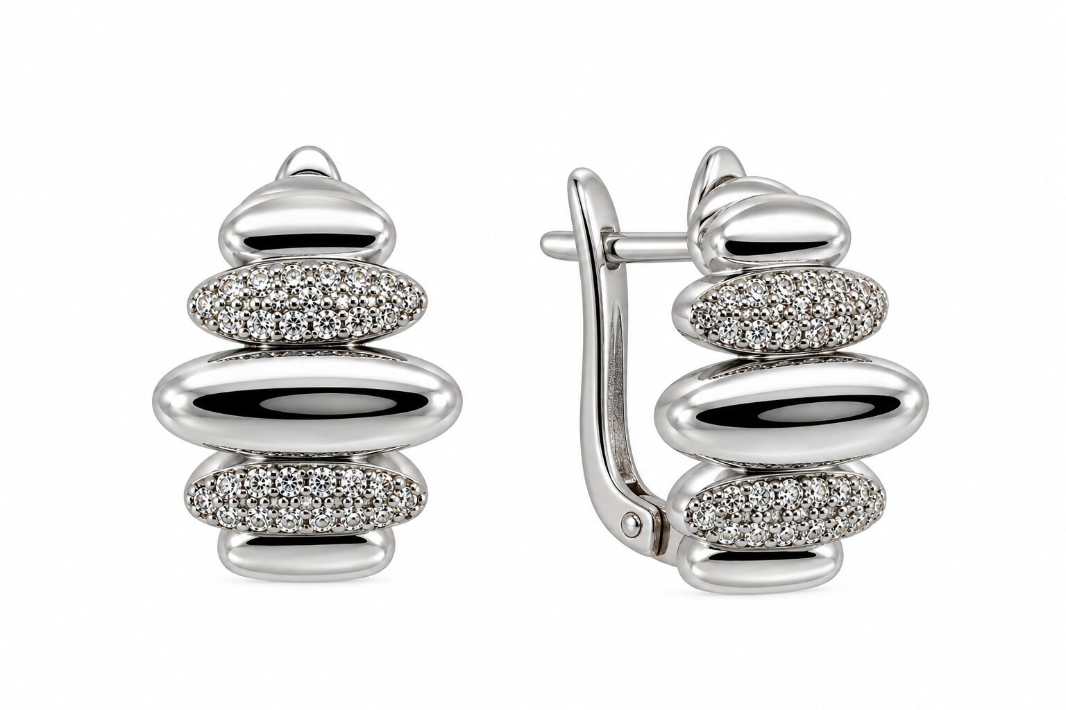 Серьги из серебра 925 пробы с фианитами