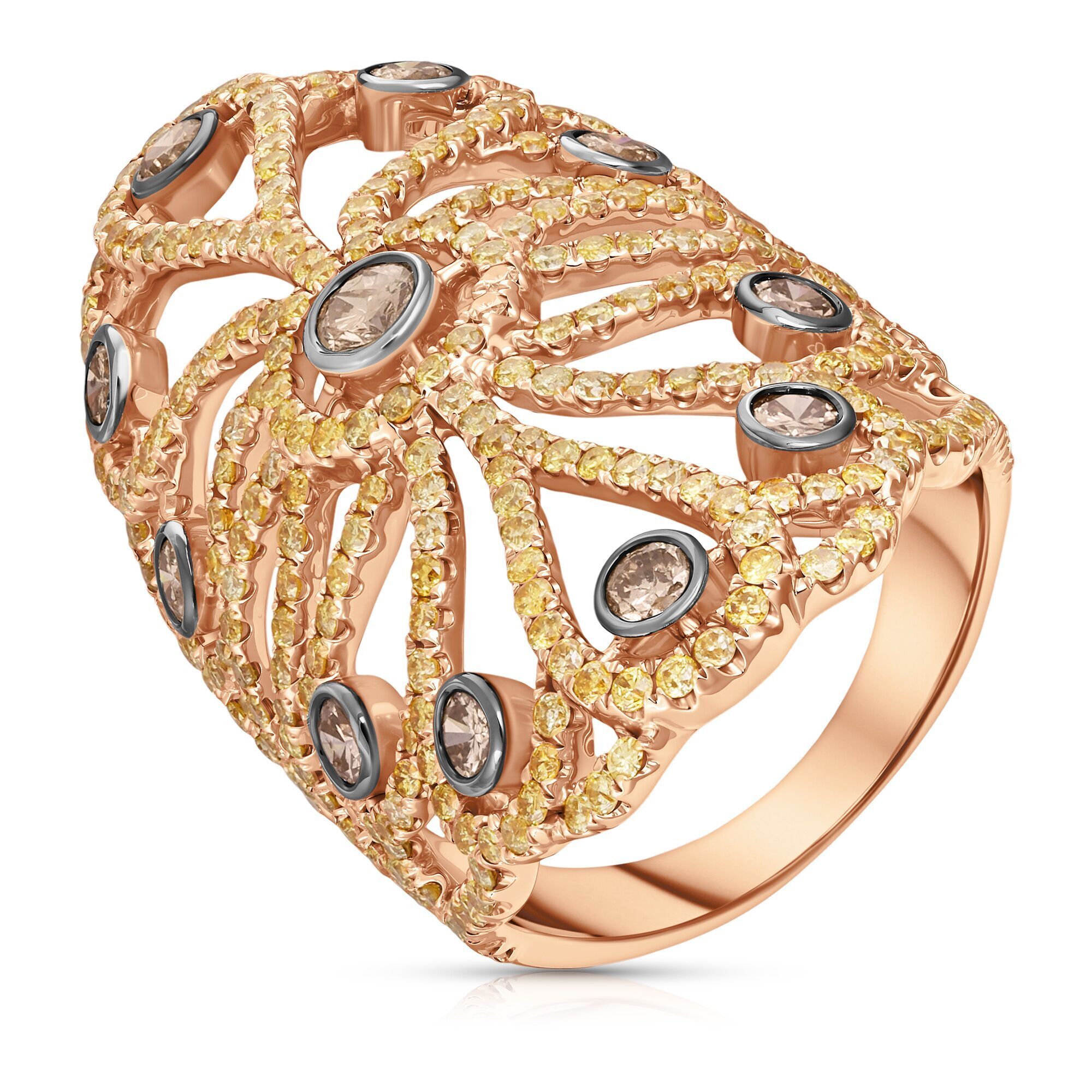 Кольцо из розового золота 750 пробы с бриллиантами (17,25)