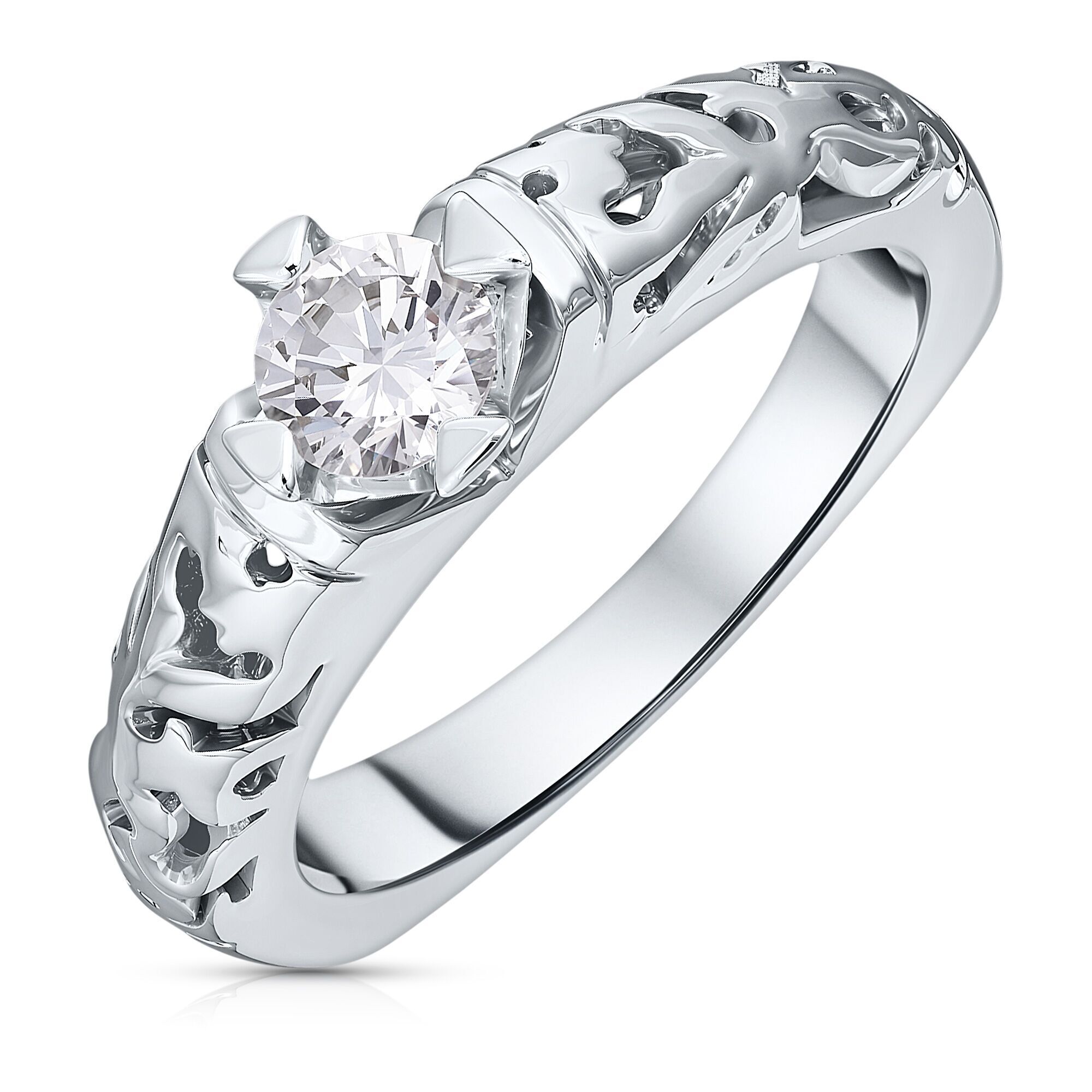 Кольцо из белого золота 585 пробы с бриллиантом (17,5)